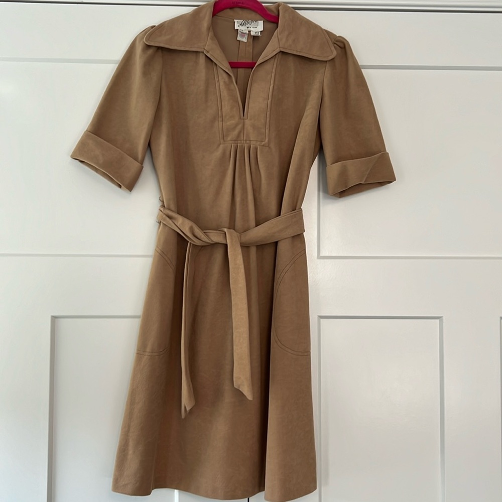 Vintage 70s brown with contrast stitch FAUX suede by Allegro New York
